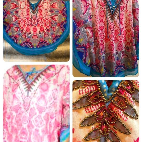 GORGEOUS SHEER JEWLED LACE UP V ROUND TOP - Picture 10 of 10